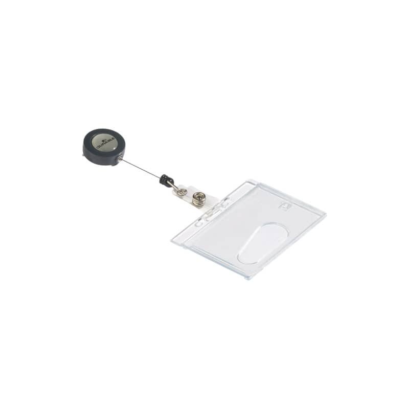 Portabadge Durable chiuso con chiocciola yo-yo per 1 tessera 54x87 mm - conf. 10 pz - 8012-19