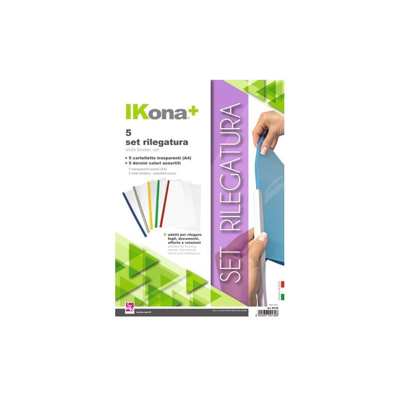 Set rilegatura dorsi e copertine IKona+ in PVC - conf. 5 dorsini + 5 copertine A4 - 09132