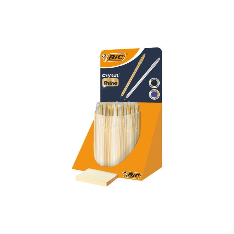 Espositore da banco 40 penne a sfera Bic Cristal fusto oro e argento - inchiostro blu e nero - 9213381