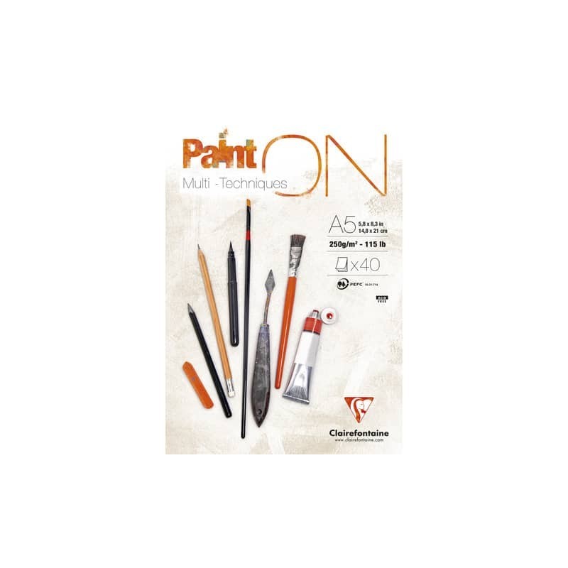 Blocco collato Clairefontaine Paint'on 250 g/m² A5 - conf. 4 pz - 96538C