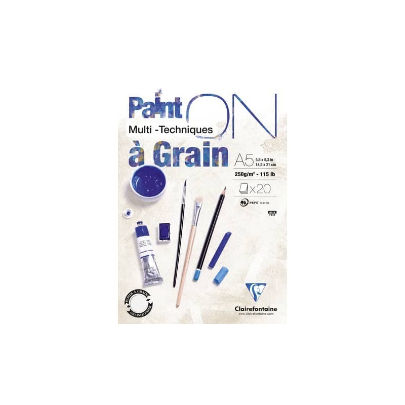 Blocco collato Clairefontaine Paint'on a Grain conf. 4 pz - 250 g/m² A5 - 975048C