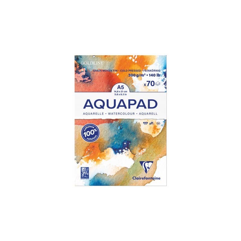 Maxiblocco Clairefontaine Goldline Aquapad conf. 3 pz - 300 g/m² A5 - 975720C