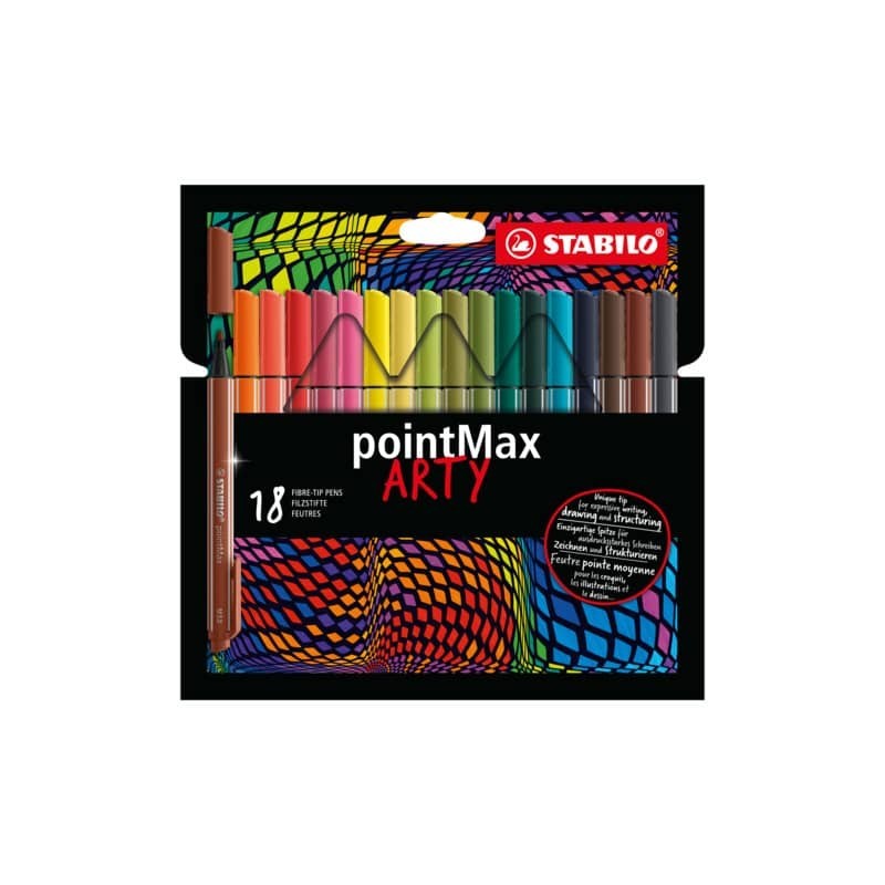Pennarello Stabilo Point Max - punta nylon - colori assortiti - astuccio da 18 pezzi - 488/18-01