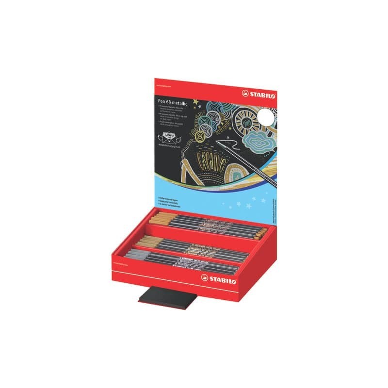 Espositore da banco 60 pennarelli Stabilo Pen 68 metallic - colori assortiti - 68/60-8-1