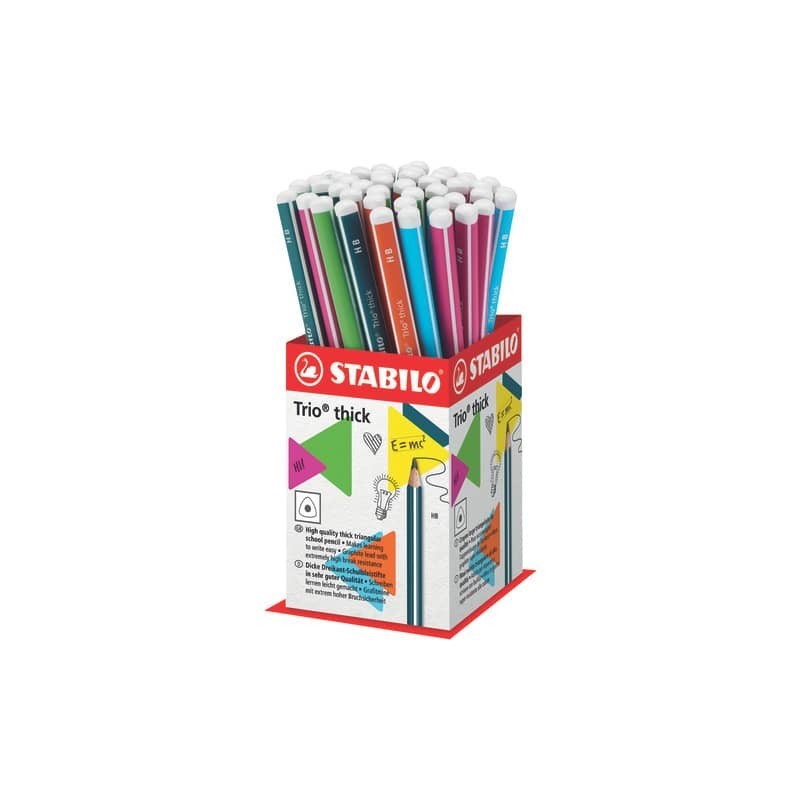 Espositore da banco 48 matite Stabilo Trio Thick HB - colori fusto assortiti 399/48-1HB