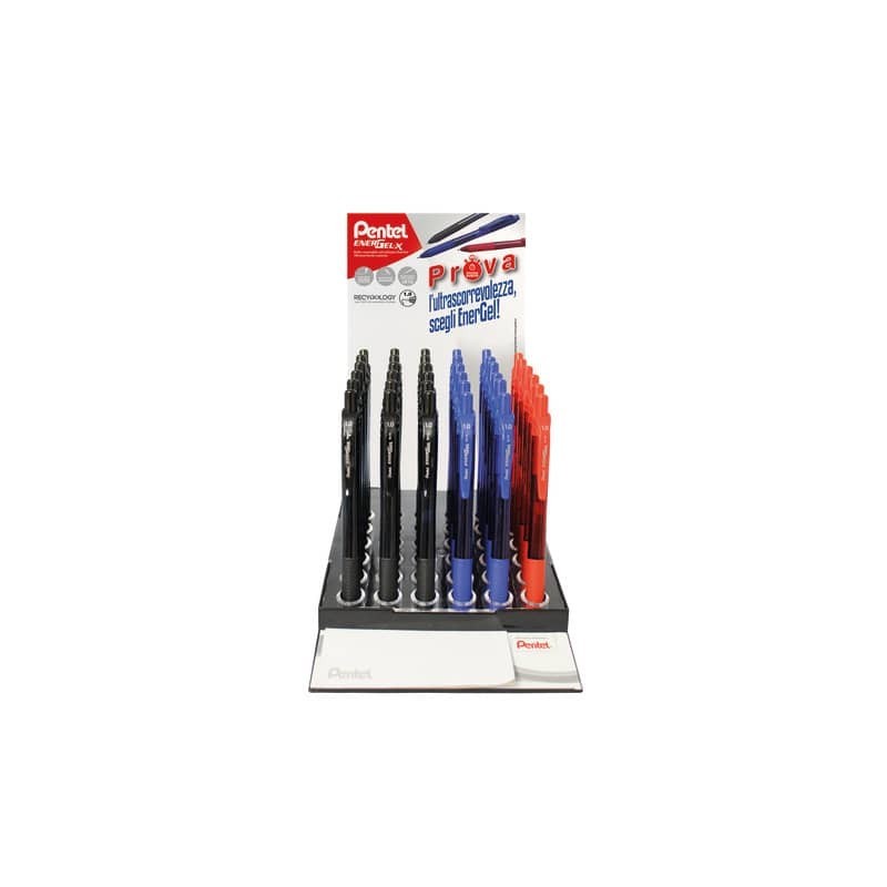Espositore da banco 48 penne roller a scatto Pentel Energel BL110 - colori assortiti - 0100801