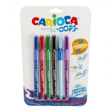 Penne cancellabili Carioca OOPS con inchiostro termosensibile 0,7 mm blister da 6 pz assortiti - 43037