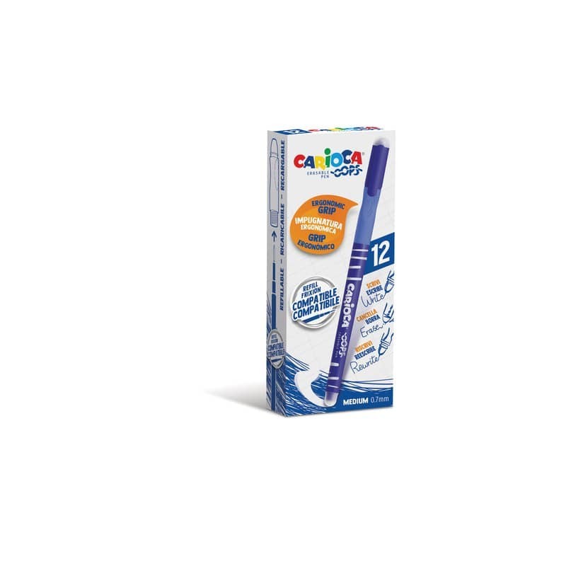 Penne cancellabili Carioca OOPS con inchiostro termosensibile M 0,7 mm conf. da 12 pz blu - 43039/02