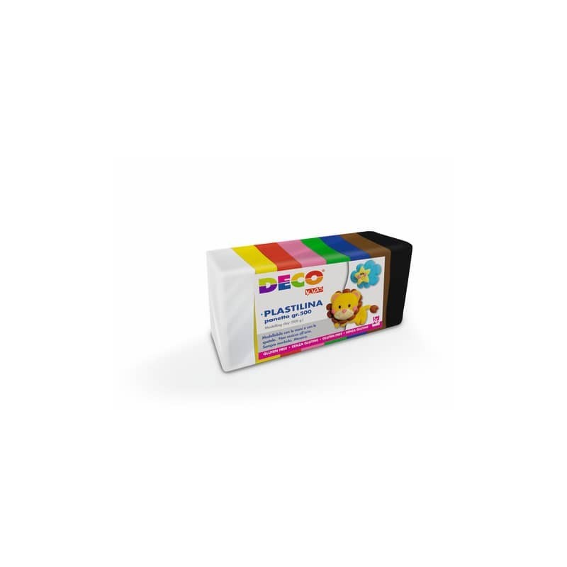 Plastilina in panetto Deco 500 g - conf. da 10 colori assortiti - 07033 (Conf.2)