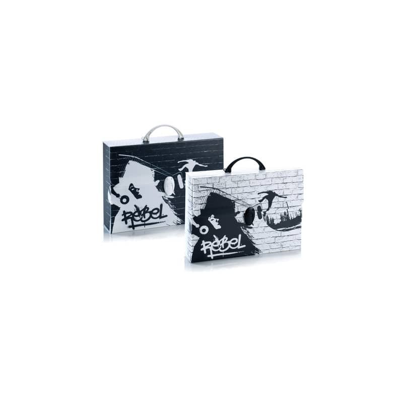 Valigetta in PPL Favorit con stampa Favorit Black&White soggetti assortiti 37,5x27x8 cm - 100501096