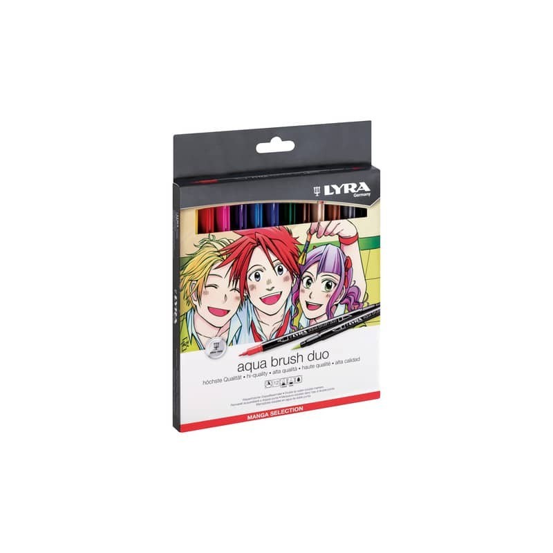 Pennarelli a base d’acqua con punta pennello Lyra Aqua Brush Duo conf. 12 pz Manga - L6521121