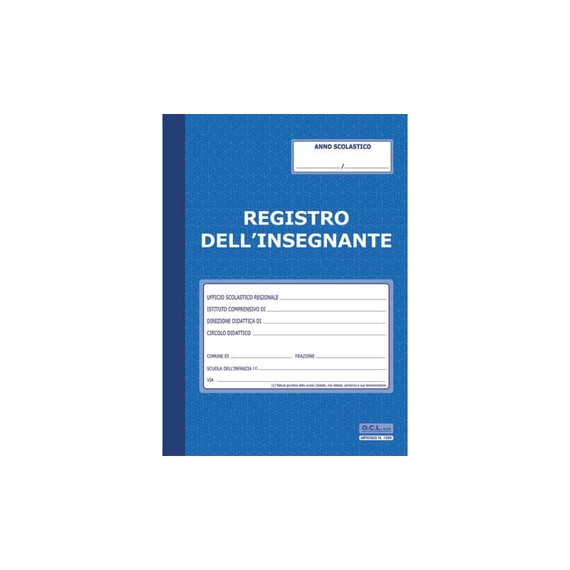 Registro dell'insegnante O.C.L. 36 pagine + foglio registro provvisorio di frequenza 24x33,5 cm - 1200