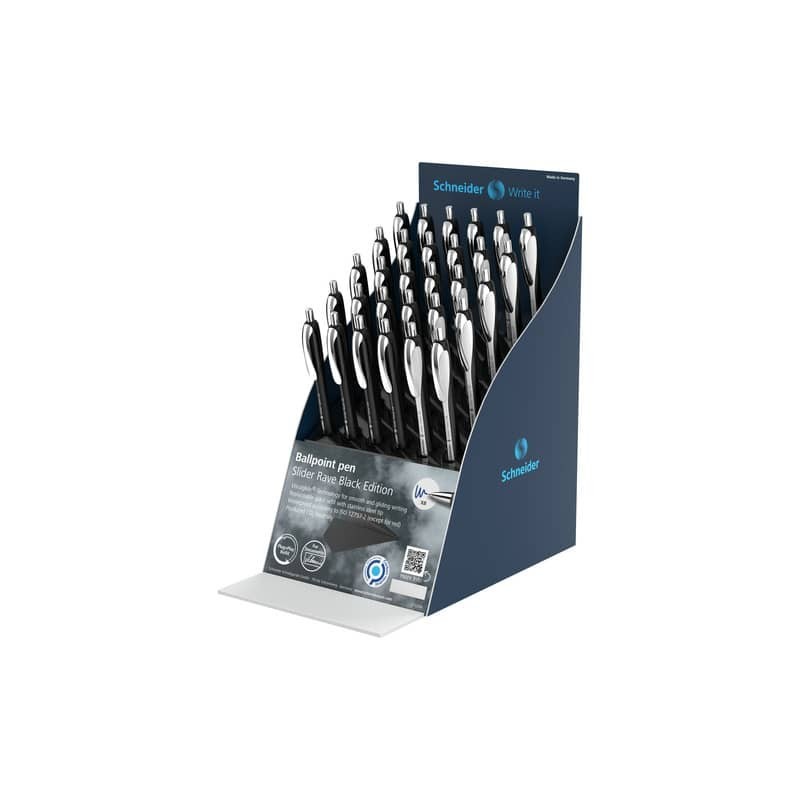 Espositore 30 penne a sfera Limited Edition Schneider Slider Rave XB fusto assortito bianco e nero - P399418_1