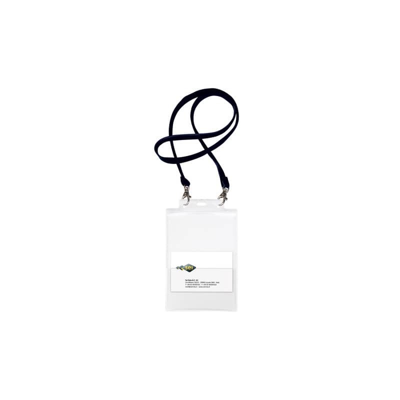Portanome in PVC rigido Sei Rota Pass 6 ST cordoncino+moschettone+tasca in conf. da 10 pezzi - nero - 31842700