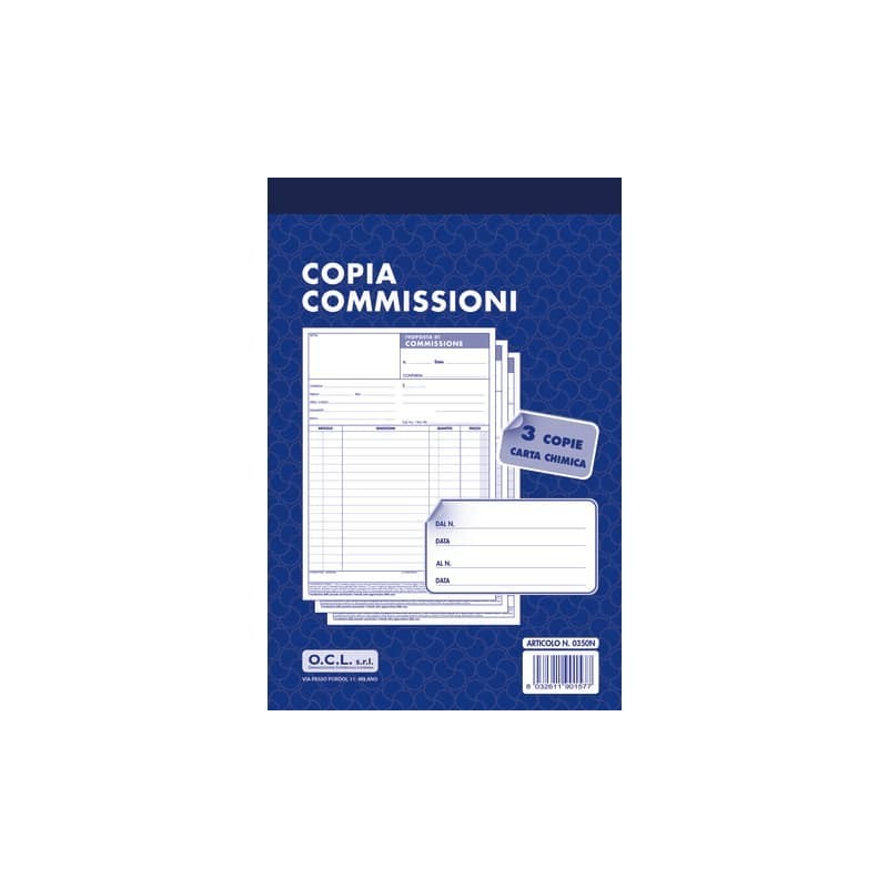 Blocco copia commissioni O.C.L. 11,4x21,6 cm 50x3 copie - 0350N