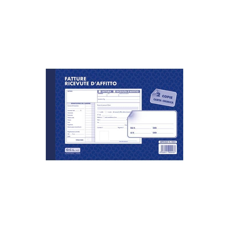 Blocco ricevute affitto O.C.L. 50x2 copie - 0205 (Conf.10)