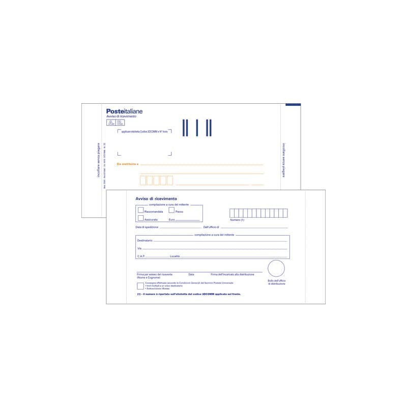 Cartoline postali bianche A.R. O.C.L. - posta prioritaria conf. da 100 pezzi - 0166N