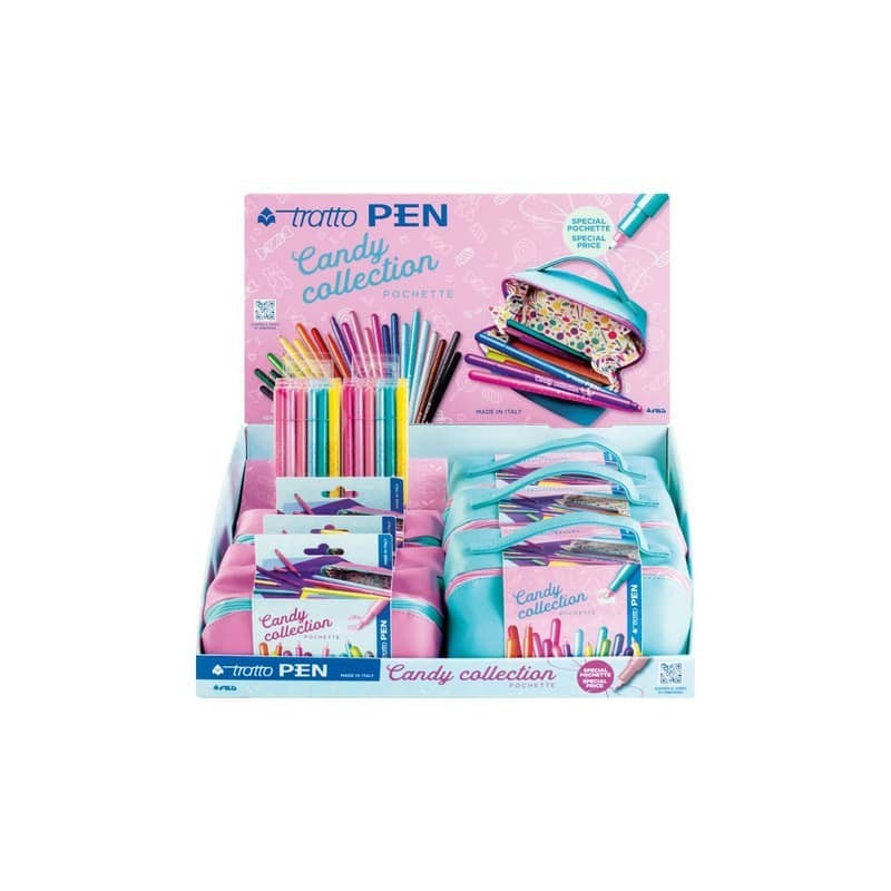 Espositore 12 pochette penne a punta sintetica Tratto Pen Candy collection - F813700
