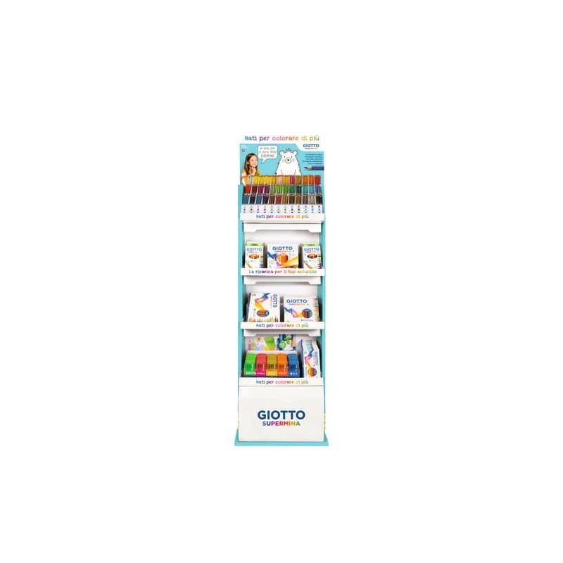 Espositore 99 matite colorate Giotto Supermina varie + pennarelli New Turbocolor - F947200