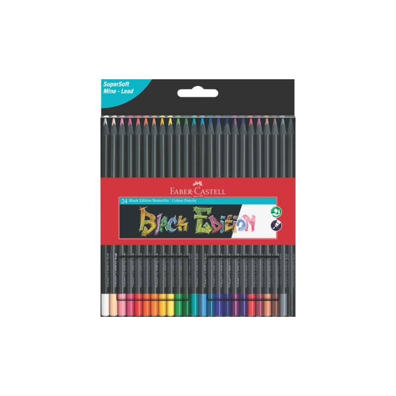 Matite colorate Faber-Castell Black Edition - colori assortiti - astuccio in cartone - conf. 24 pezzi - 116424