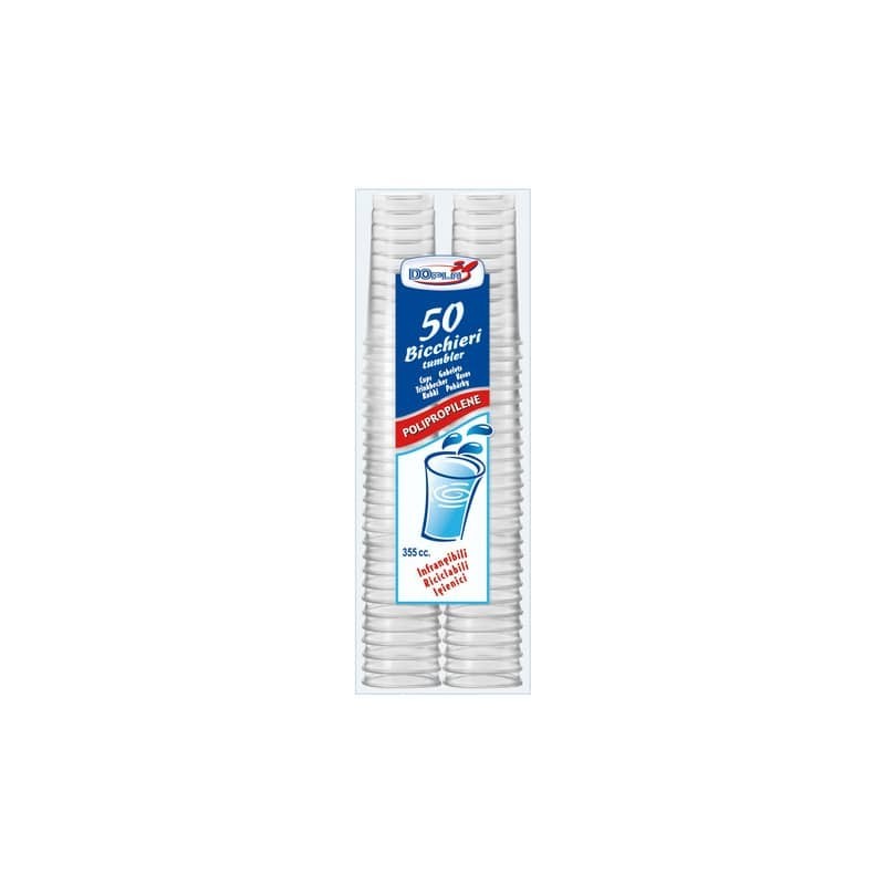 Bicchieri Tumbler in polipropilene trasparente - 355 ml - conf. 50 pezzi - 22309