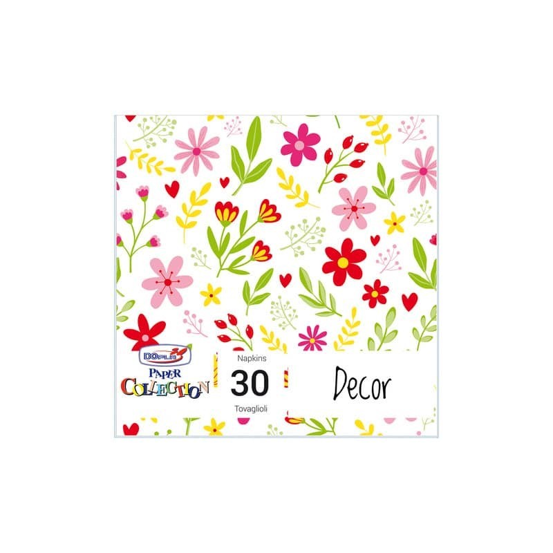 Tovaglioli in pura cellulosa Dopla DO 3 veli 33x33 cm - fantasia Flowers - conf. 30 pz - 18427