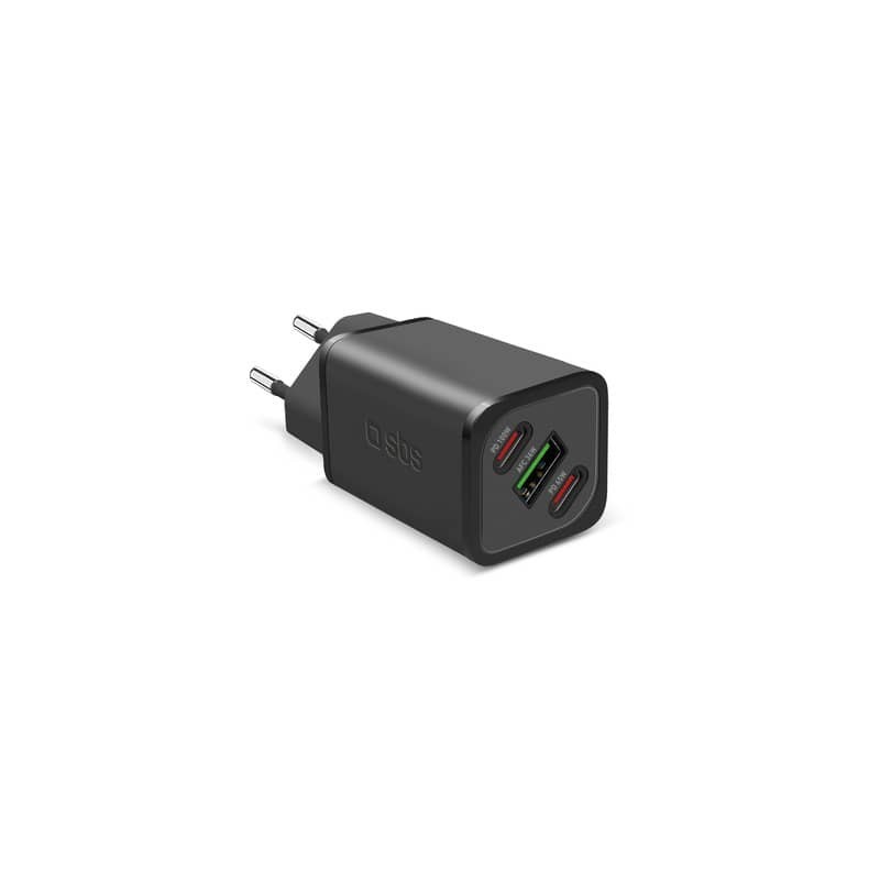 Caricatore da parete SBS GaN 1xType-C 100W Ultra Fast PD + 1x Type-C 65W Ultra Fast PD + 1xUSB AFC 36W - bianco