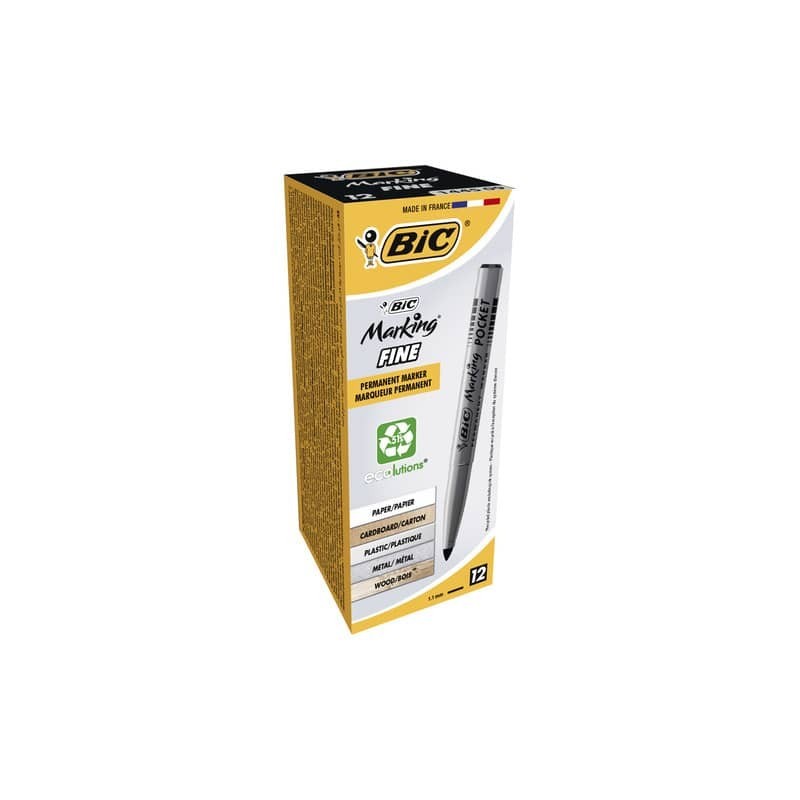 Marcatore permanente BIC Marking Pocket 1445 punta conica 1 mm nero 8209022 (Conf.12)