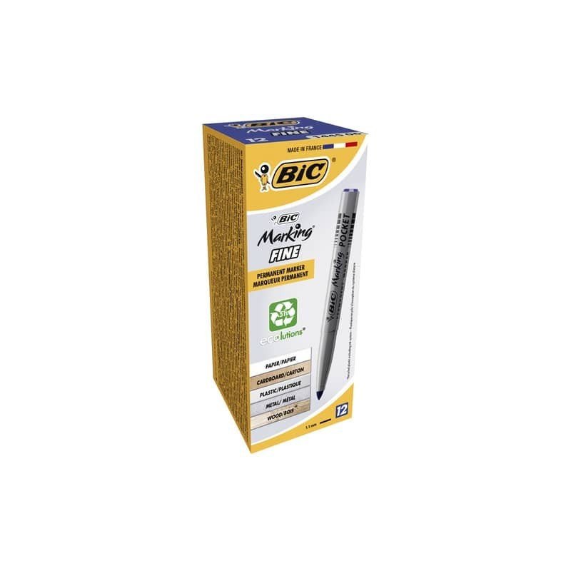 Marcatore permanente BIC Marking Pocket 1445 punta conica 1 mm blu 8209012 (Conf.12)