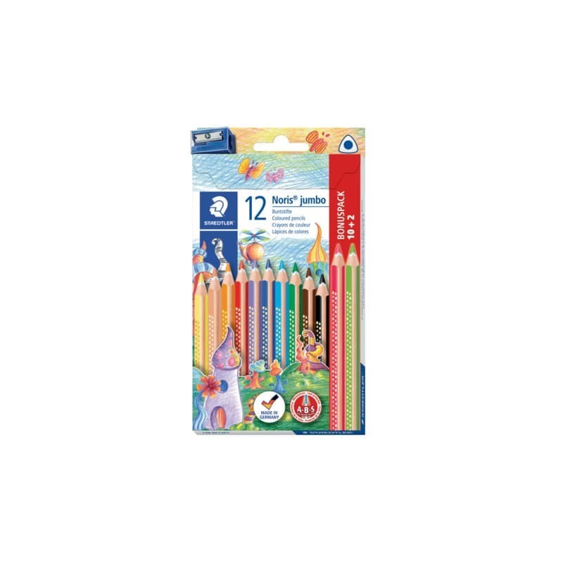 Matite colorate Staedtler Noris® Jumbo 12 colori assortiti + temperino - 128 NC12P1