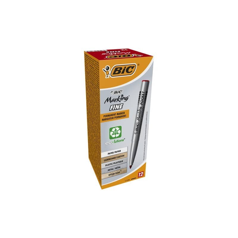 Marcatore permanente BIC Marking Pocket 1445 punta conica 1 mm rosso 8209002 (Conf.12)