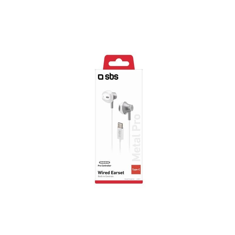Auricolari Semi in ear SBS in metallo - connettore Type-C - microfono - bianco TEEARTYCMETW