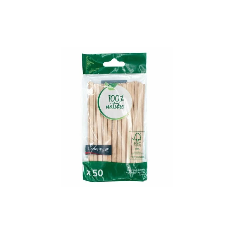 Palettine da caffè Le Nappage realizzate in carta H.11,5 cm bianco conf. 50 pz legno - 72914