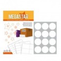 Etichette bianche rotonde con margini Megastar 12 et./foglio conf. da 100 fogli d.60 mm - LP4MS-60