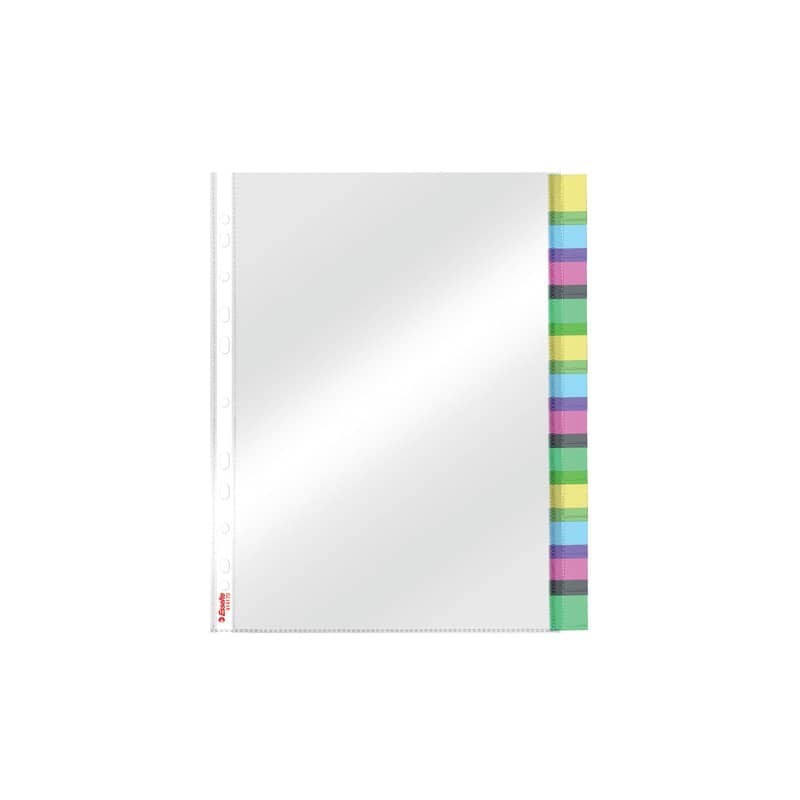 Busta Index a perforazione universale Esselte - 12 tasti colorati - f.to A4 - PPL lucido - 414170