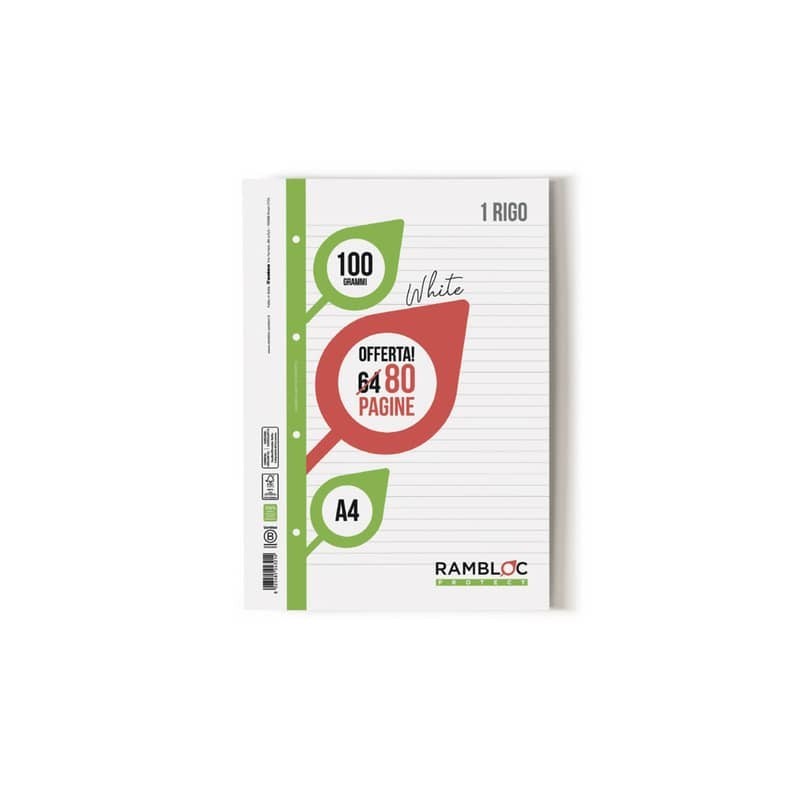 Blocco Collato Rambloc rinforzato 21x29,7 cm - 40 ff 80 g - conf. 4 pz - 1R - 90500203