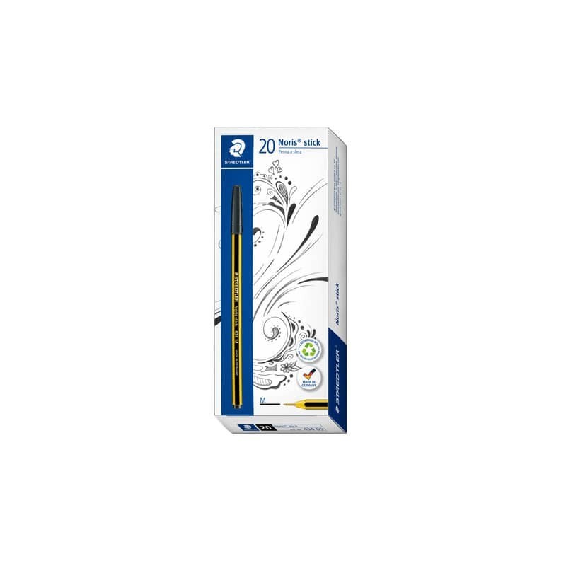 Penna a sfera Staedtler Noris Stick 434 punta F nero - conf. 20 pz - 434 F-09