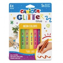 Conf. 6 blister da 6 colle Carioca colorate 10,5 ml - effetto glitter neon - 42111
