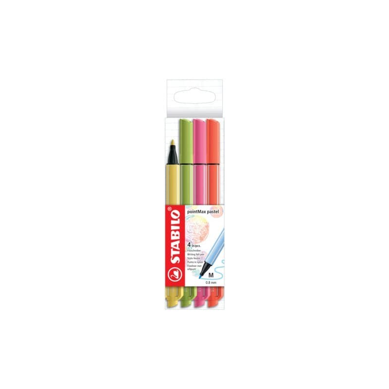 Astuccio Stabilo PointMax in 4 colori assortiti pastello 488/4-03