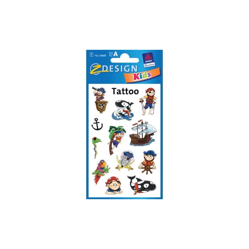 Tatuaggi Avery Kid assortiti - 1 foglio - pirati 56683