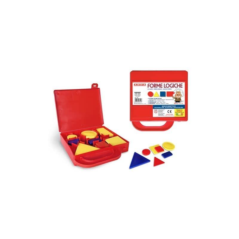 Forme logiche Arda 4 forme/3 colori/2 grandezze/2 spessori in valigetta da 48 pezzi - 125