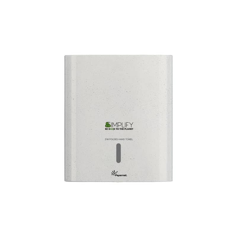 Dispenser in legno e plastica riciclati Papernet Simplify white wood per asciugamano piegato Z/W - 421336