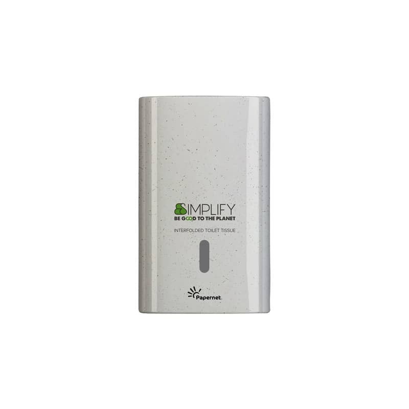 Dispenser in legno e plastica riciclati Papernet Simplify white wood per carta igienica interfogliata - 421334