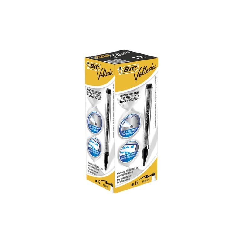 Marcatore per lavagne bianche BIC Velleda Liquid Ink Pocket punta conica 4,2 mm nero - 902088 (Conf.12)