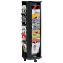 Portariviste rotante Paperflow 40 scomparti trasparenti per A4 - 44x44x148,5 cm metallo nero - K502731