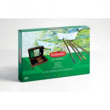 Set artistico Derwent Academy scatola in legno da 35 pezzi in colori assortiti - 2300147
