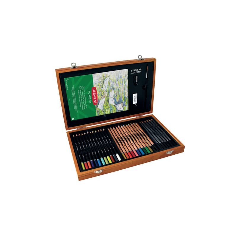 Set artistico Derwent Academy scatola in legno da 35 pezzi in colori assortiti - 2300147
