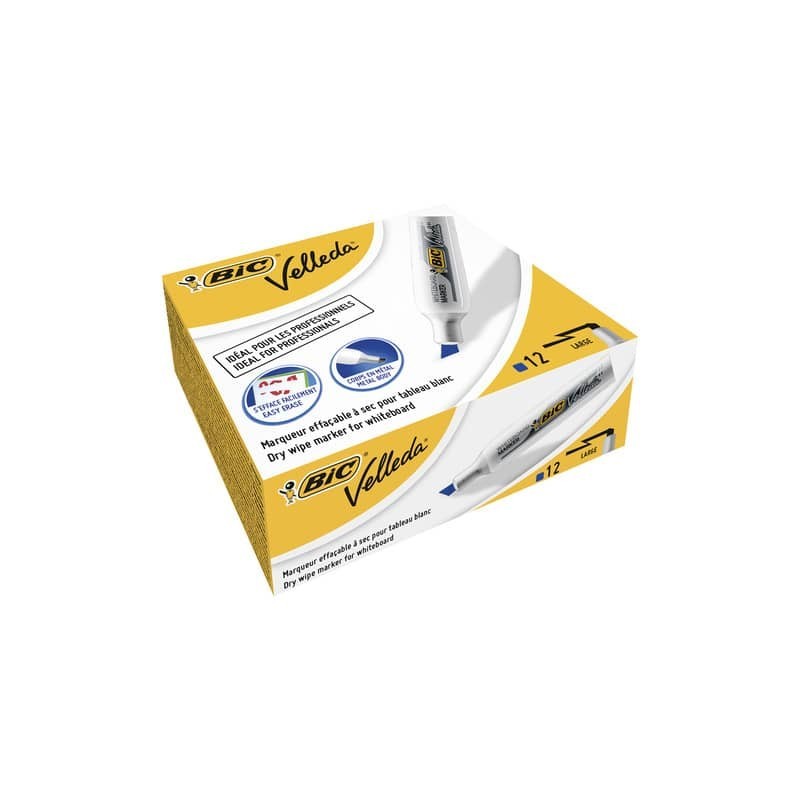 Marcatore per lavagne bianche BIC Velleda 1781 punta a scalpello 3,3-4,6 mm blu - 9402971 (Conf.12)