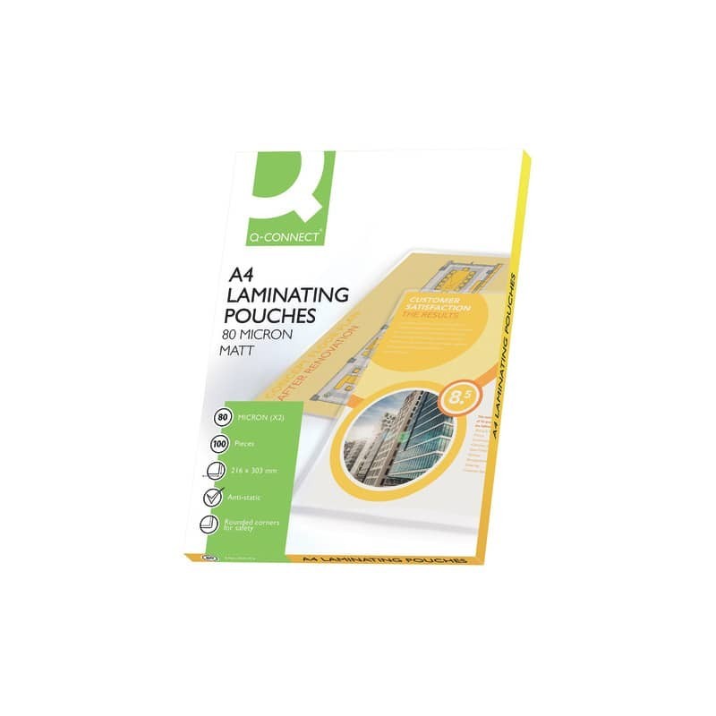 Pouches per plastificatrici Q-Connect 216x303 mm opache 80 micron conf. 100 pz A4 - KF24057
