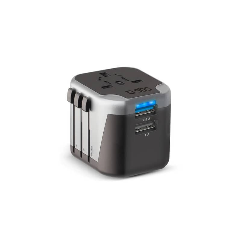 Adattatore universale per prese estere SBS 2 USB 2.1 A - nero TEADAPT2USBUNI